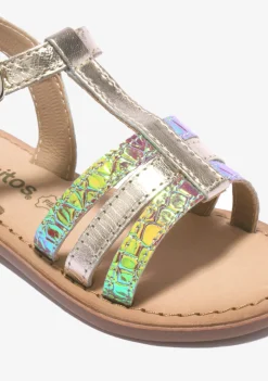 Flash Sale Sandalias De Niña Textura Napa Oro Sandalias