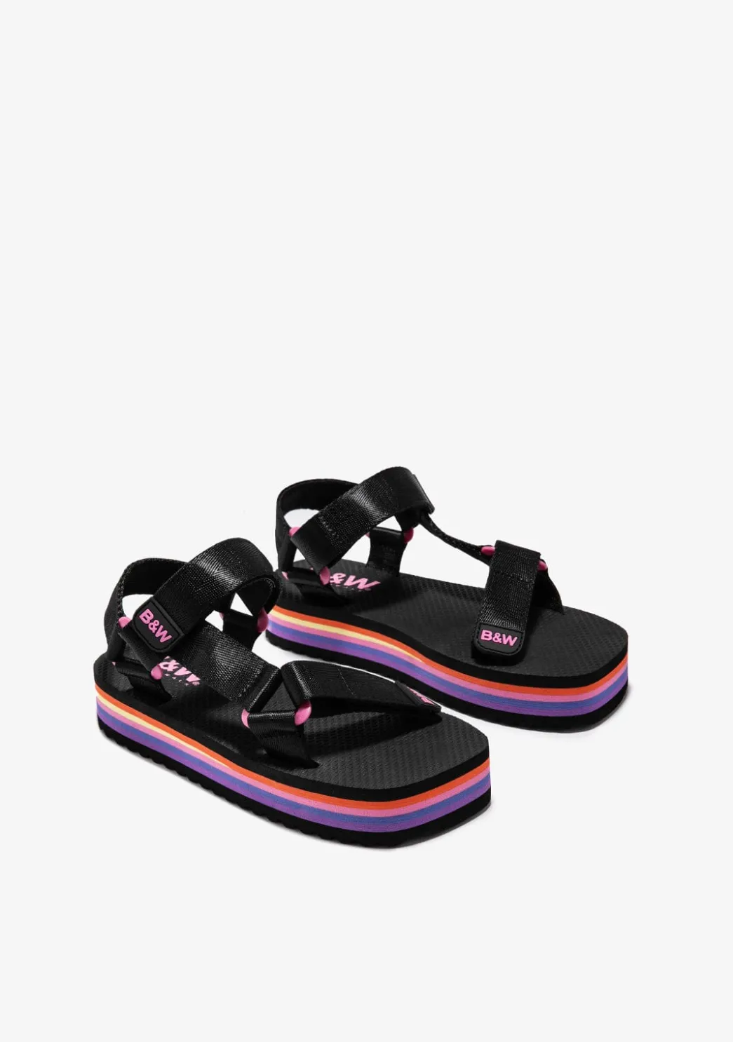 Flash Sale Sandalias Plataforma Negro B&W Sandalias|Chanclas