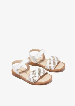 Sale Sandalias Trenza Blanco Dorado Sandalias|Zapatos De Ceremonia