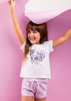 Sale Short Deportivo De Niña Liso Corazón Malva Shorts