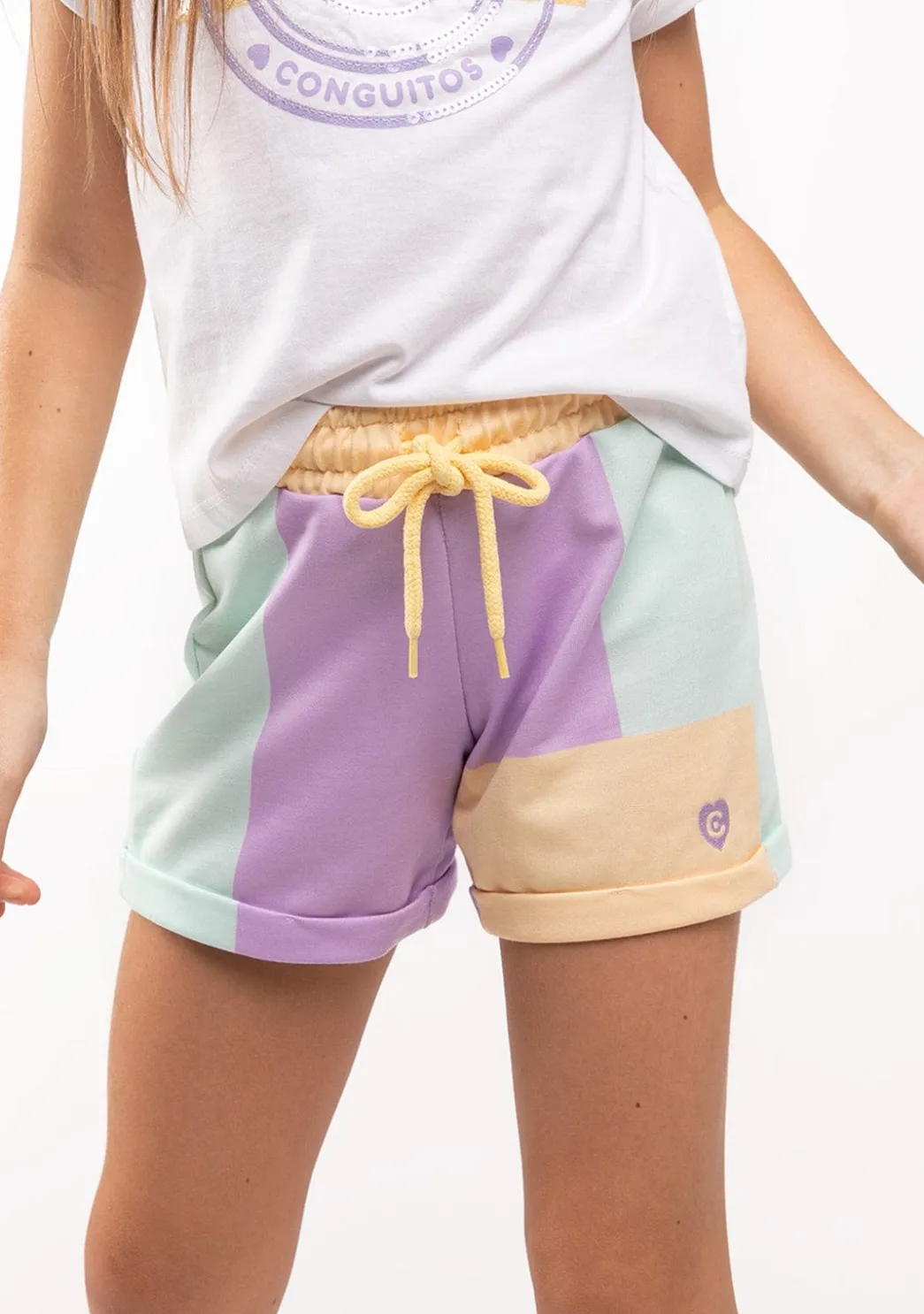 Cheap Short Deportivo De Niña Liso Patchwork Multicolor Shorts