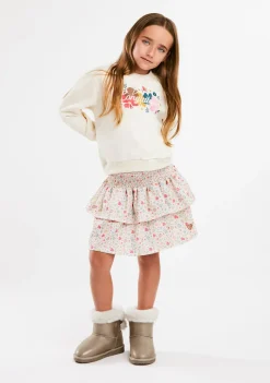 Best Sudadera Bordado Flores Beige Sudaderas