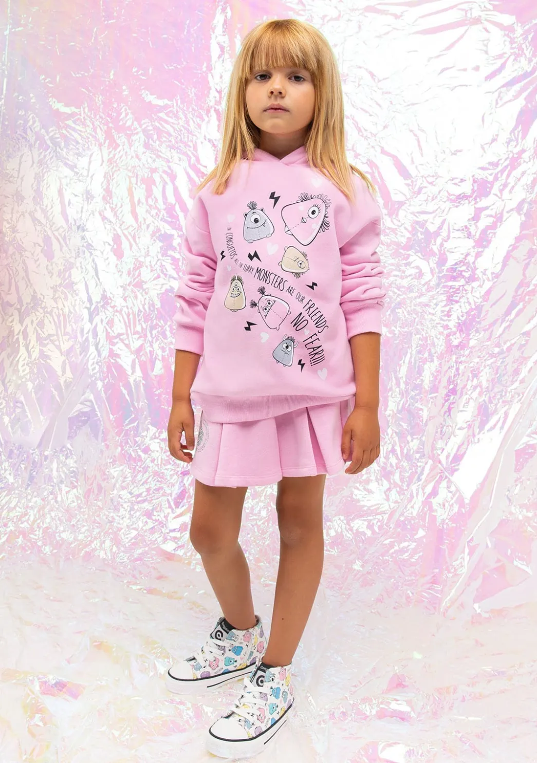 Store Sudadera De Niña Capucha Monstruos Rosa Sudaderas