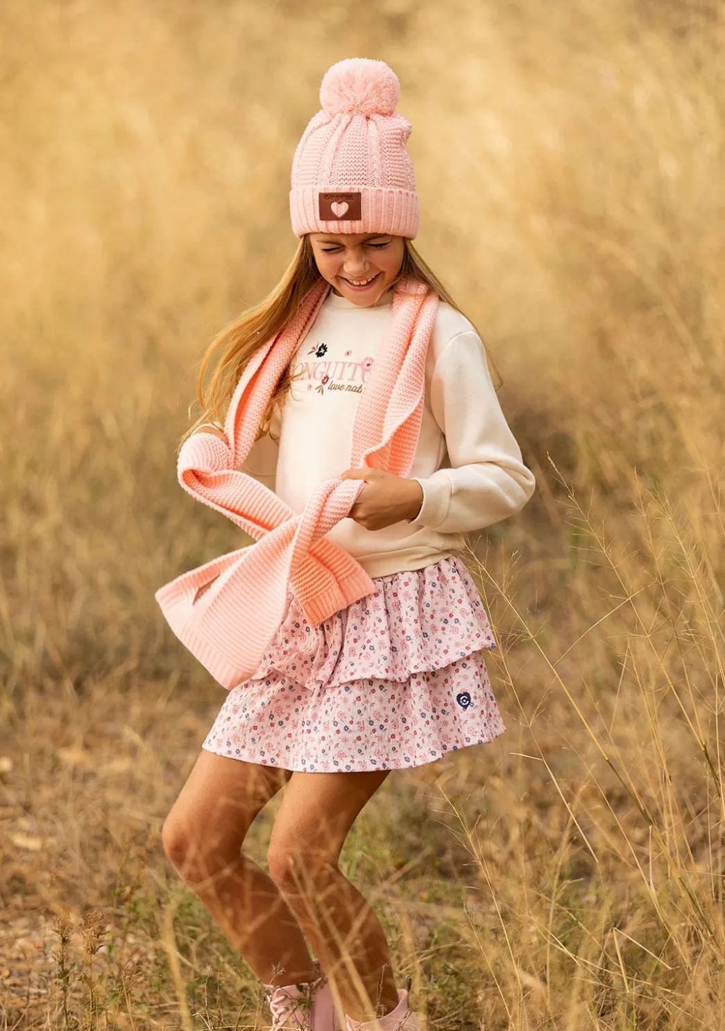 Clearance Sudadera De Niña Flores Beige Sudaderas