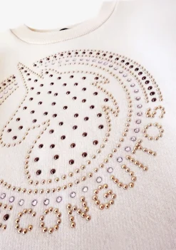 Online Sudadera De Niña Unicornio Strass Beige Sudaderas