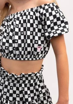Best Sale Top Niña Cuadros Negro Camisetas