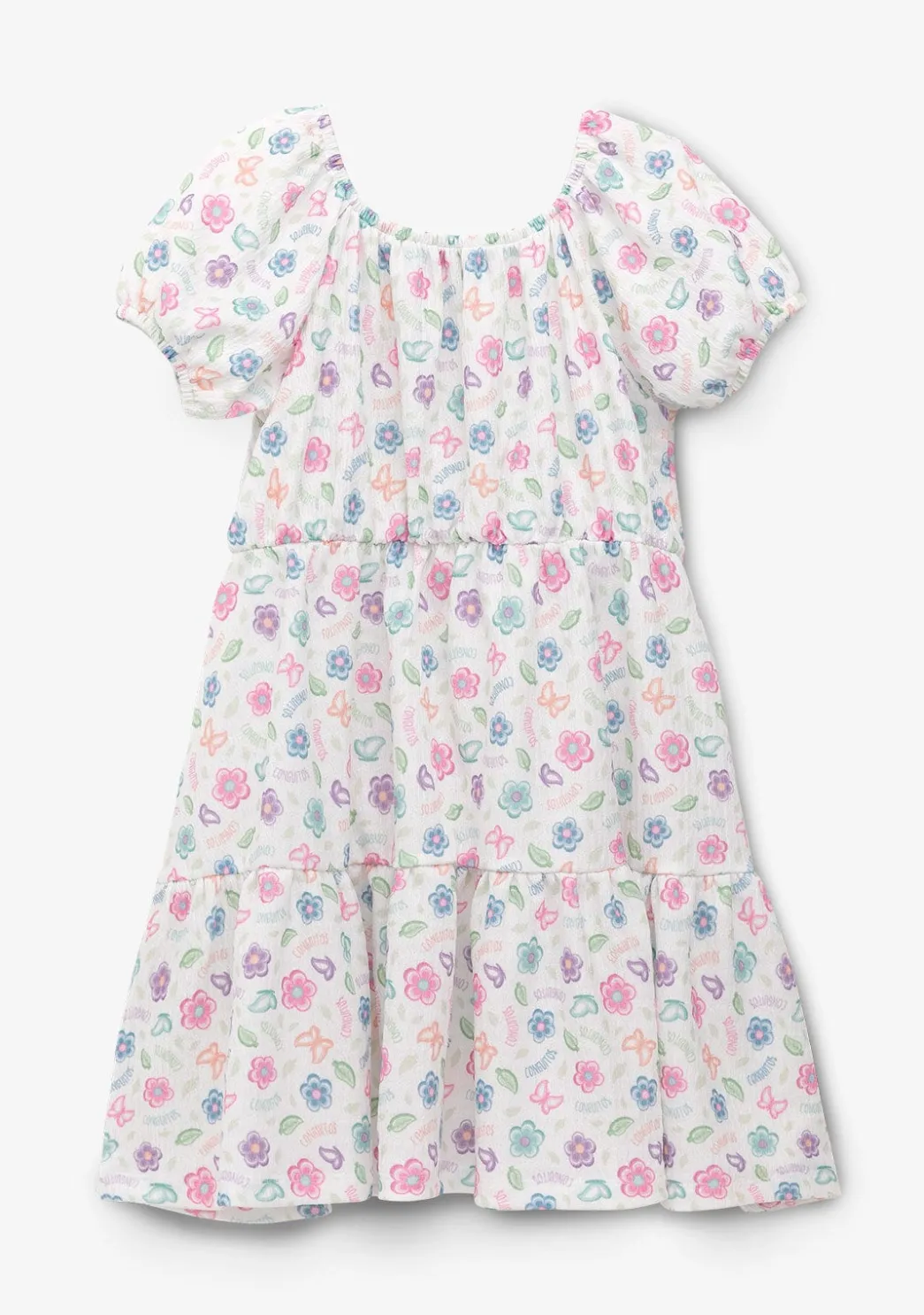 Clearance Vestido Niña Estampado Flores Blanco Vestidos De Verano|Vestidos