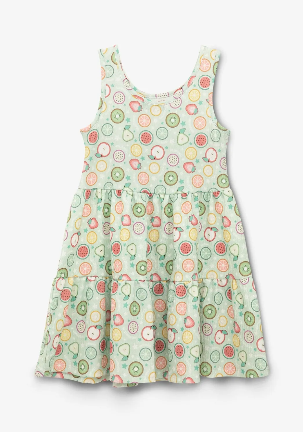 Outlet Vestido Niña Estampado Frutas Menta Vestidos De Verano|Vestidos