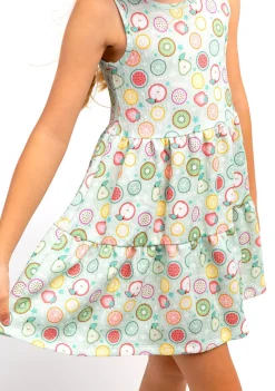 Outlet Vestido Niña Estampado Frutas Menta Vestidos De Verano|Vestidos