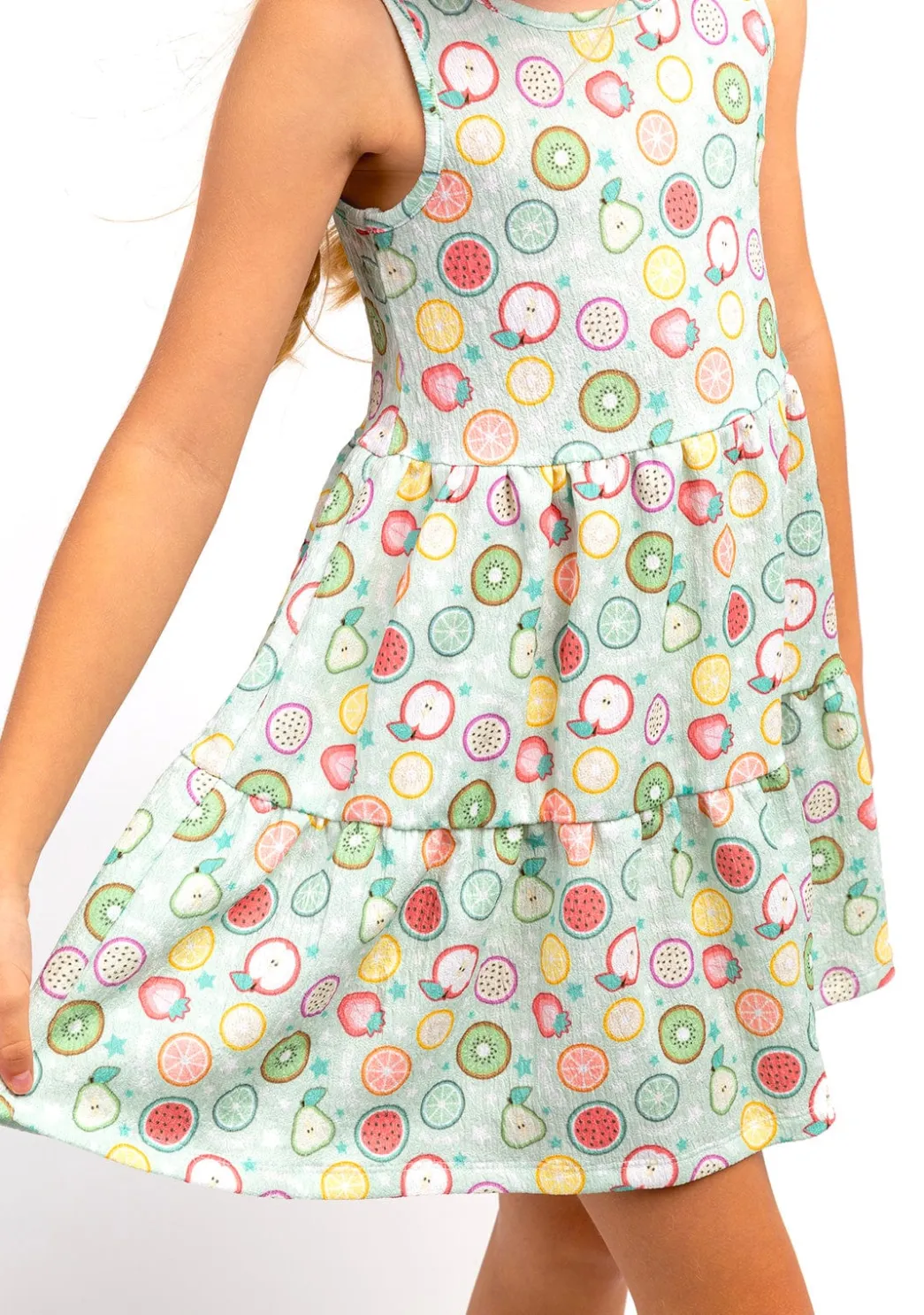 Outlet Vestido Niña Estampado Frutas Menta Vestidos De Verano|Vestidos