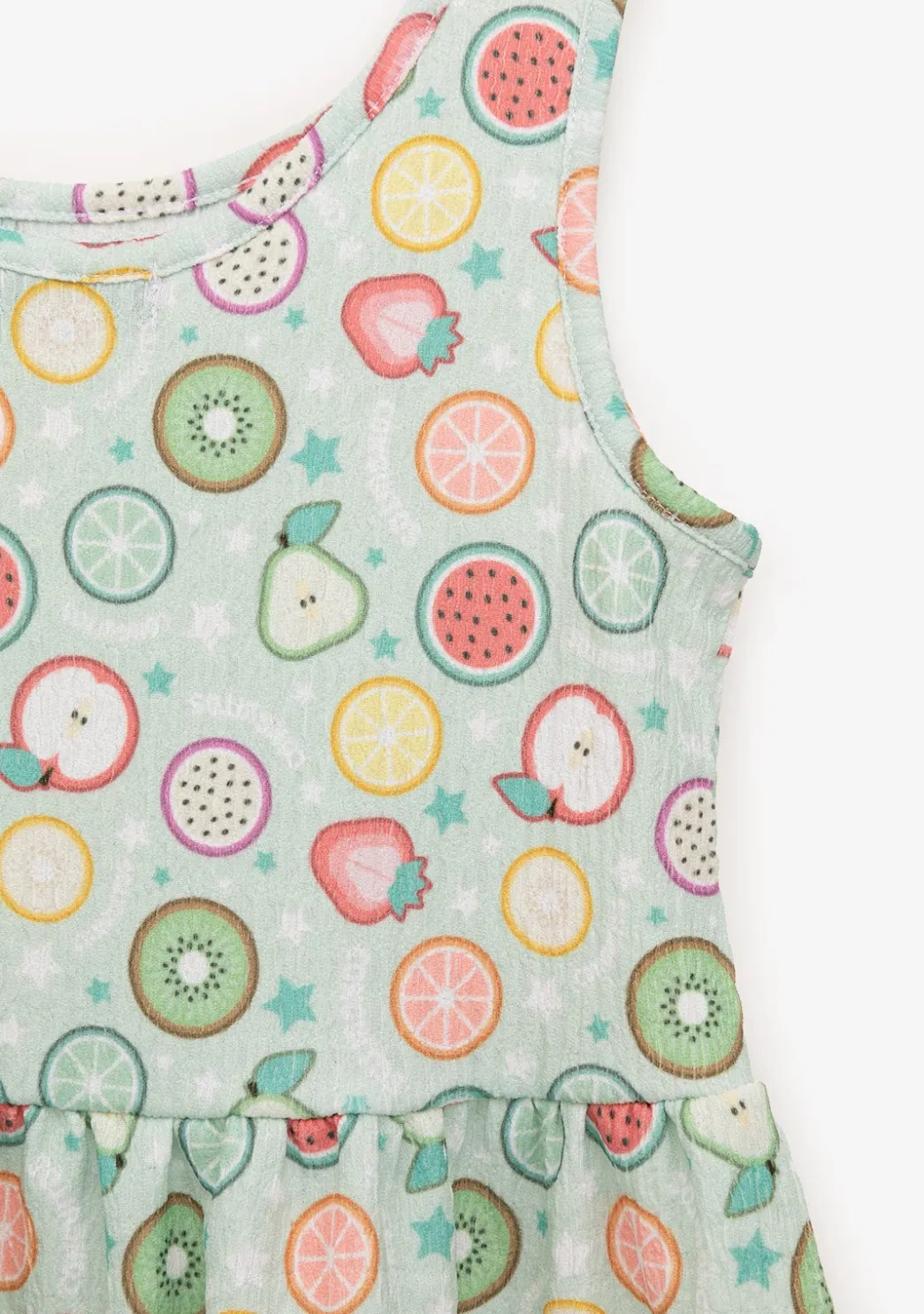 Outlet Vestido Niña Estampado Frutas Menta Vestidos De Verano|Vestidos