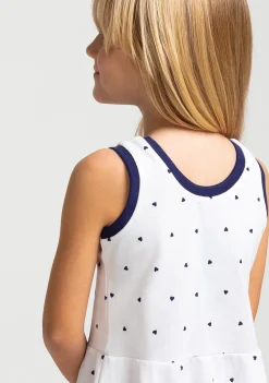 Store Vestido De Niña Blanco Corazones Skater Vestidos De Verano|Vestidos