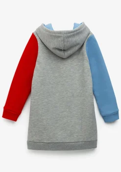 Fashion Vestido De Niña Color Block Capucha Gris Vestidos Sudadera|Vestidos