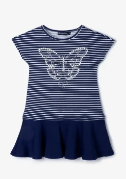 New Vestido De Niña Rayas Mariposa Marino Vestidos De Verano|Vestidos