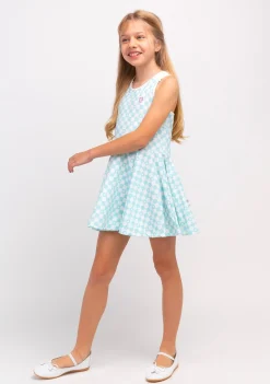 Outlet Vestido De Niña Skater Cuadros Azul Claro Vestidos De Verano|Vestidos