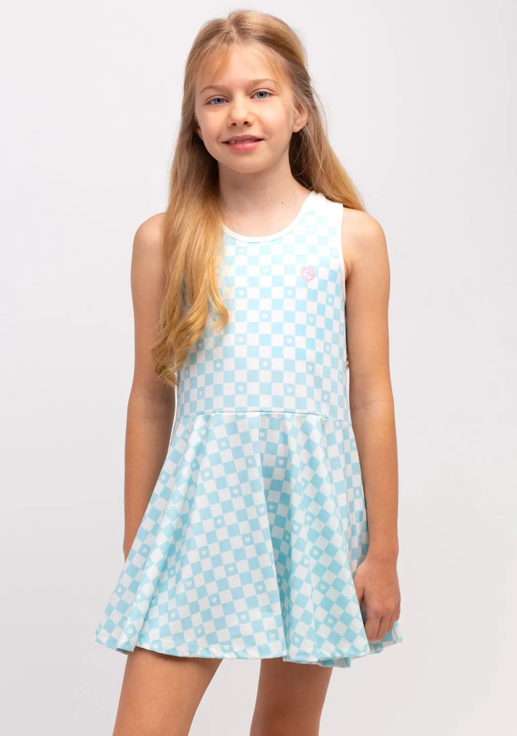 Outlet Vestido De Niña Skater Cuadros Azul Claro Vestidos De Verano|Vestidos