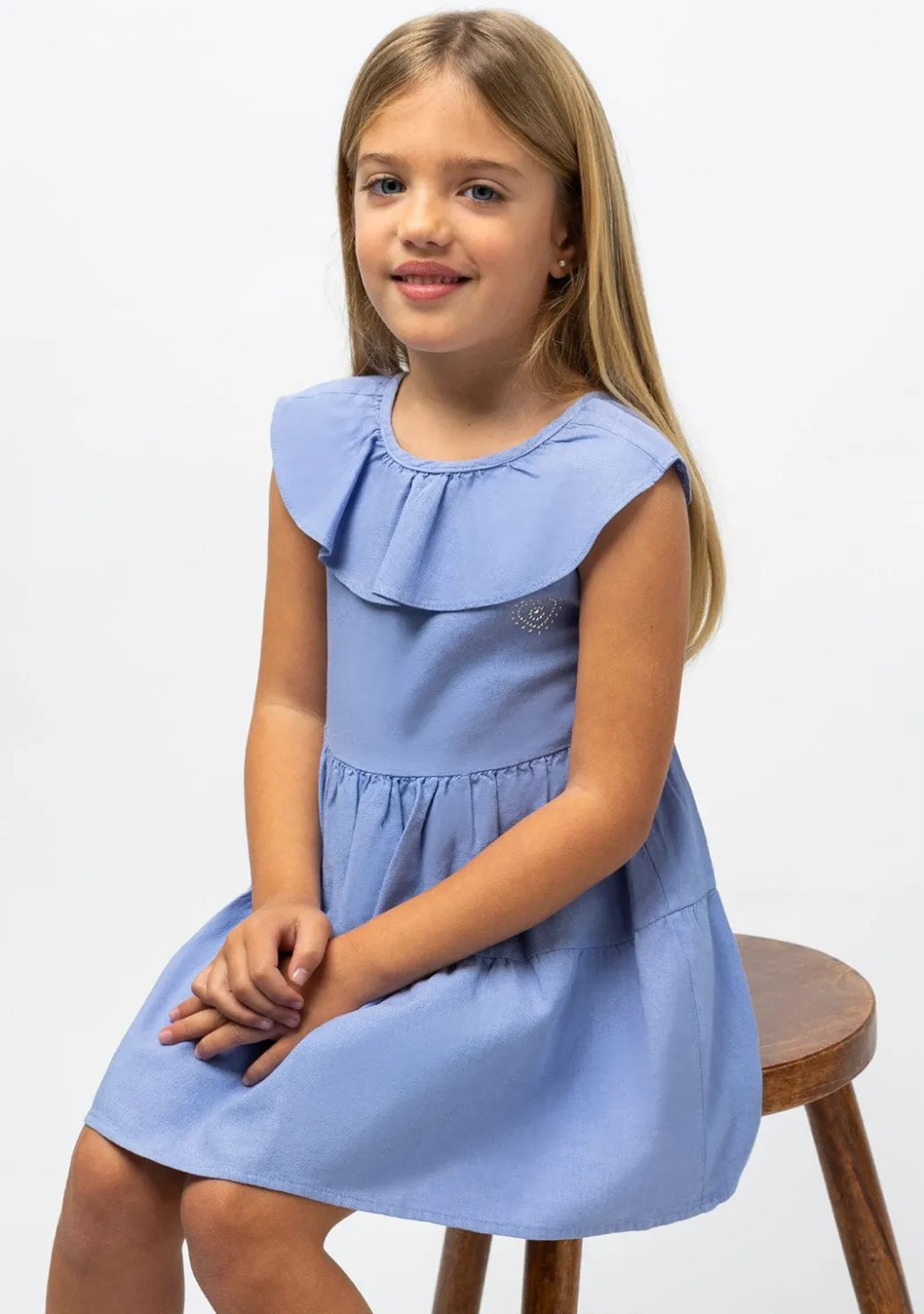 Best Sale Vestido De Niña Volante Azul Vestidos De Verano|Vestidos