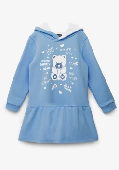 Shop Vestido Niña Capucha Osito Pedrería Azul Vestidos Sudadera|Vestidos