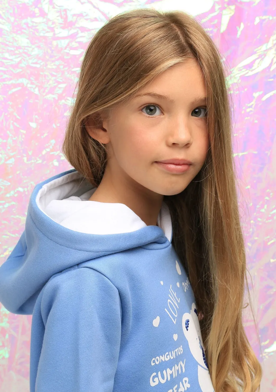 Shop Vestido Niña Capucha Osito Pedrería Azul Vestidos Sudadera|Vestidos