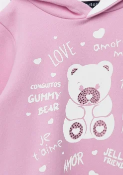 Cheap Vestido Niña Capucha Osito Pedrería Rosa Vestidos Sudadera|Vestidos