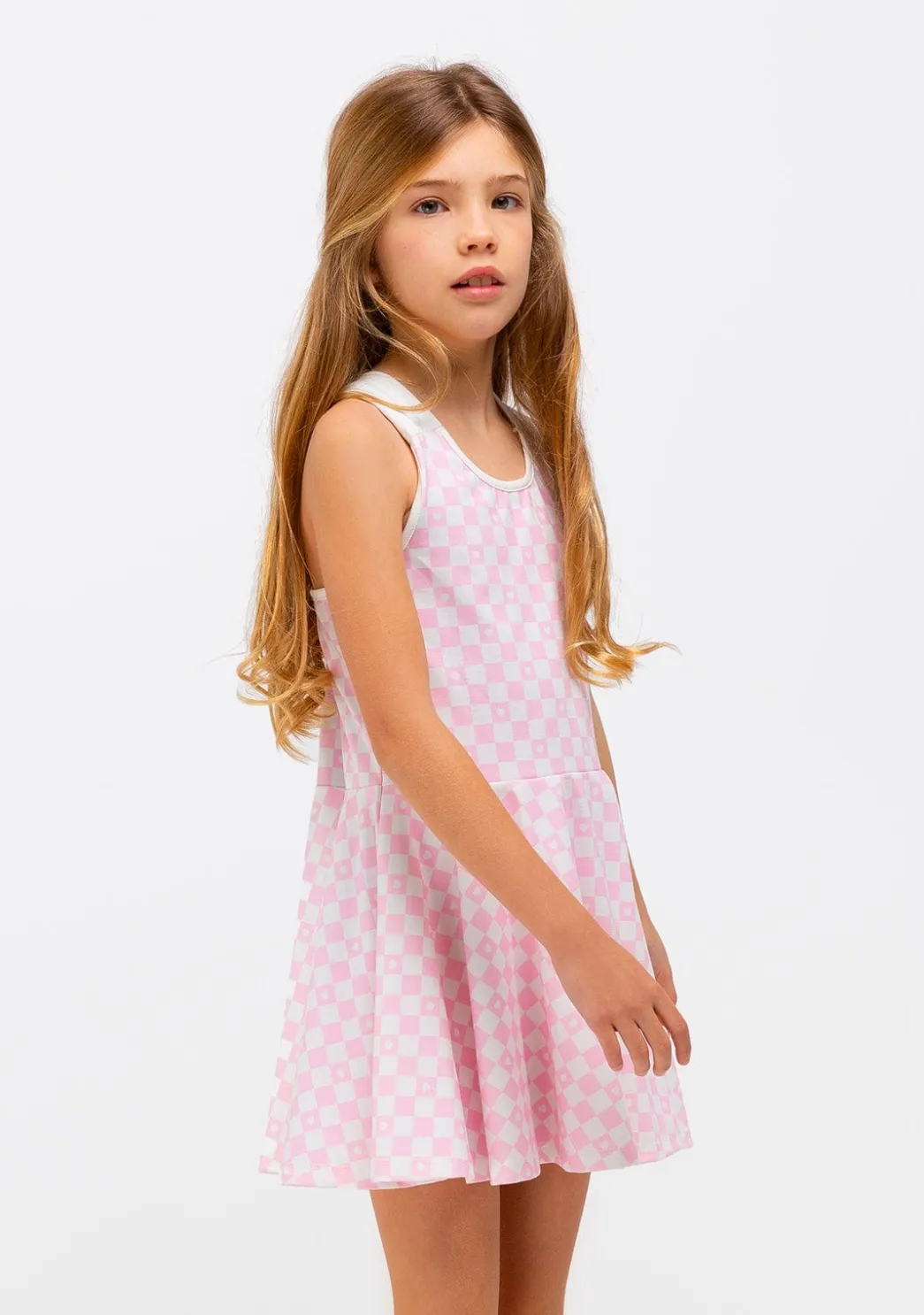 Store Vestido Niña Skater Cuadros Rosa Vestidos De Verano|Vestidos