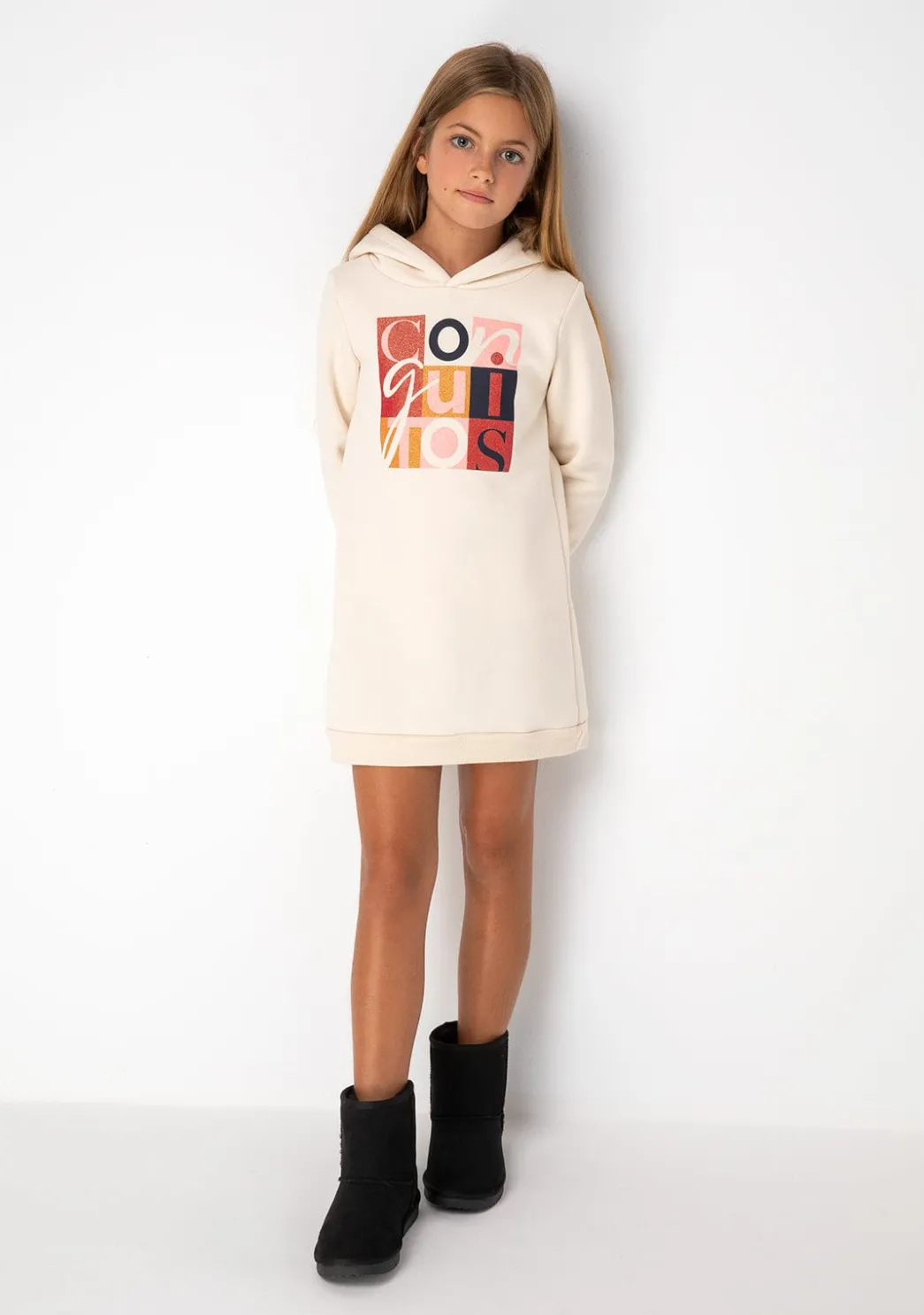 Best Sale Vestido Sudadera De Niña Beige Vestidos Sudadera|Vestidos