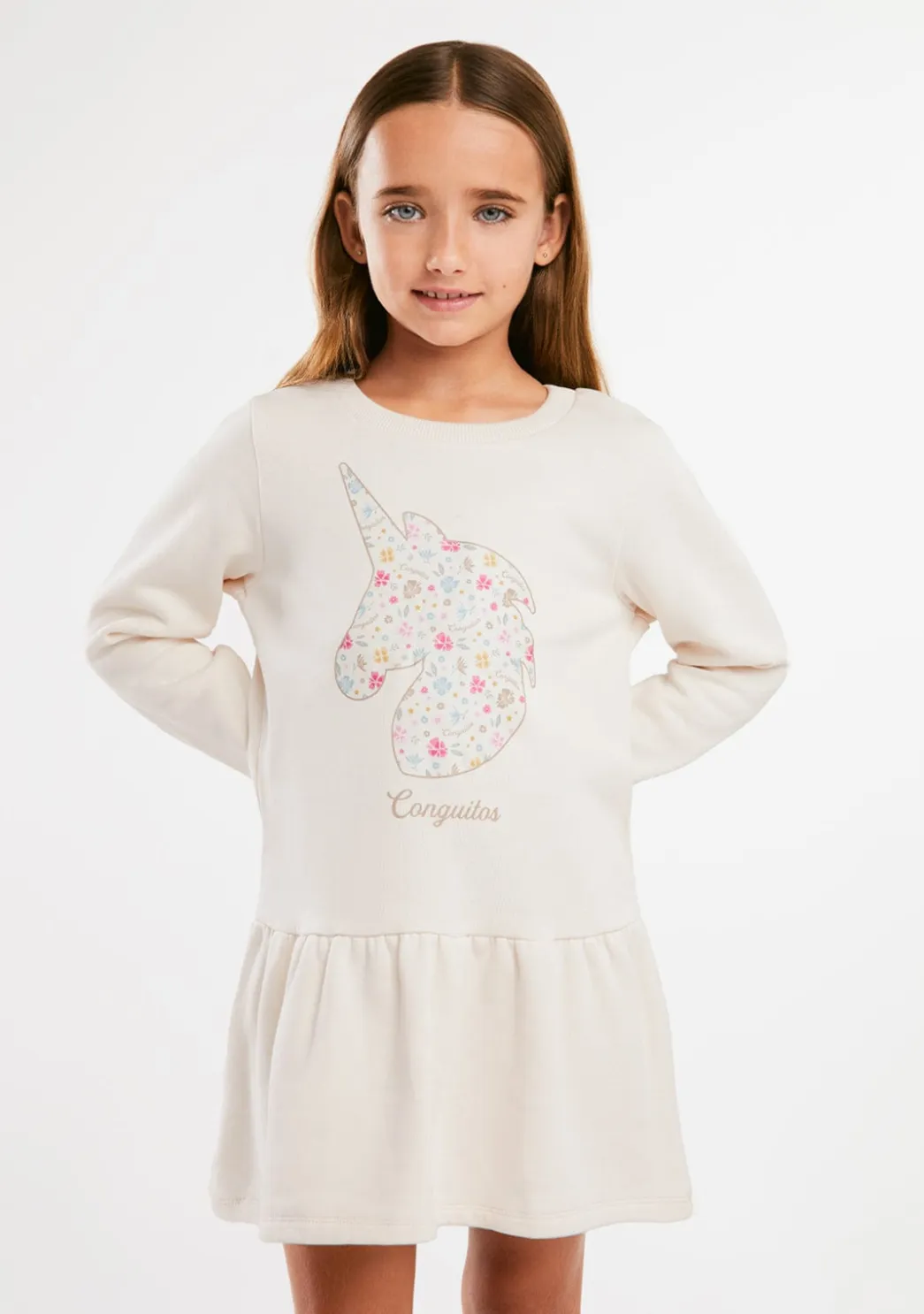 Discount Vestido Sudadera Unicornio Beige Vestidos
