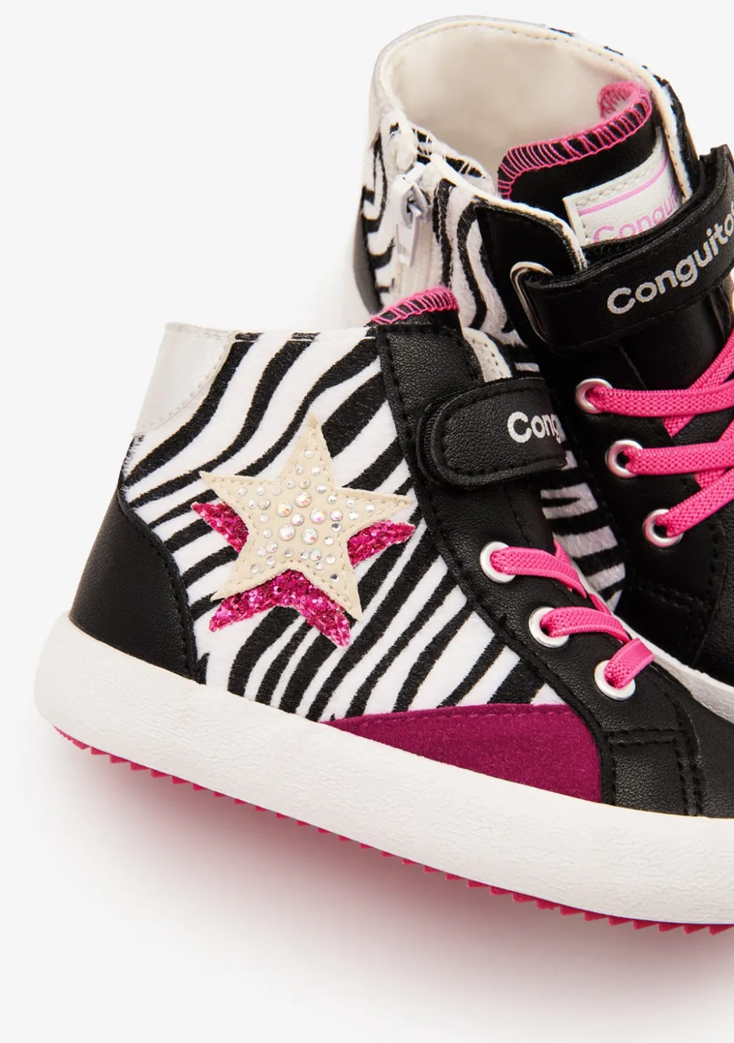 Shop Zapatillas Altas Cebra Con Estrella Negro Zapatillas