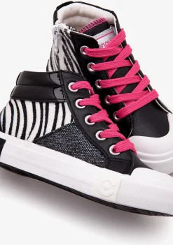 Fashion Zapatillas Altas Cebra Negro Zapatillas