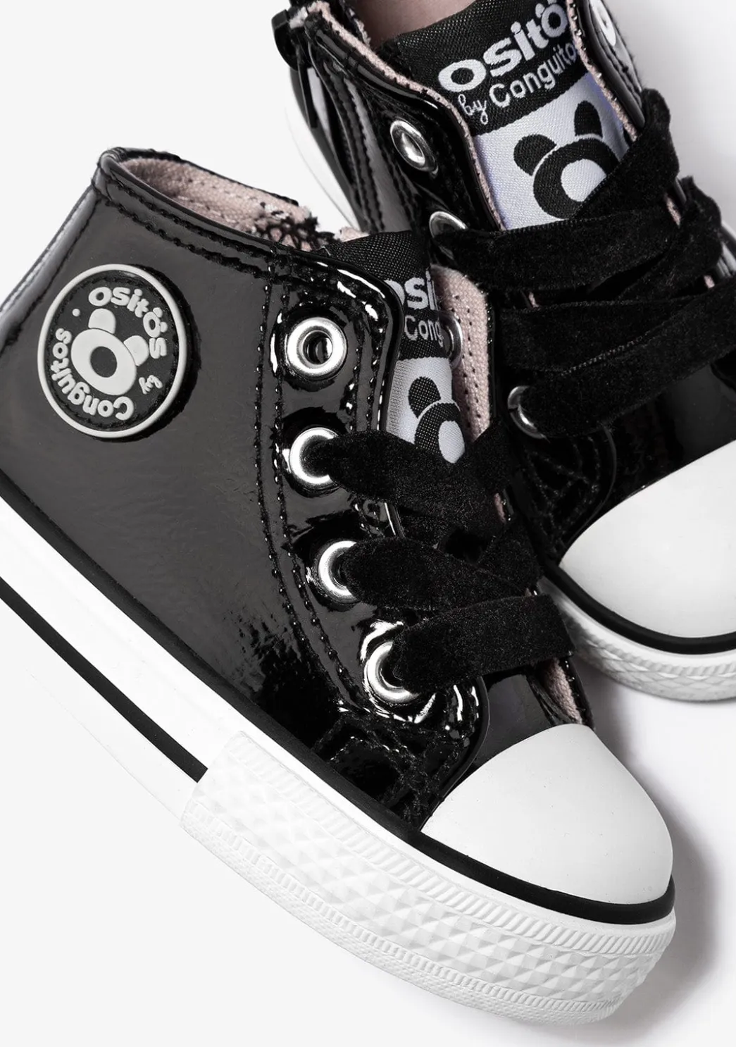 Sale Zapatillas Altas De Bebé Charol Negro Zapatillas|Zapatillas
