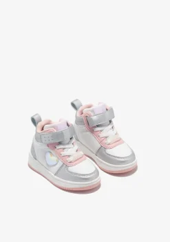 Fashion Zapatillas Altas De Bebé Con Luz Corazón Plata Zapatillas Con Luces|Zapatillas