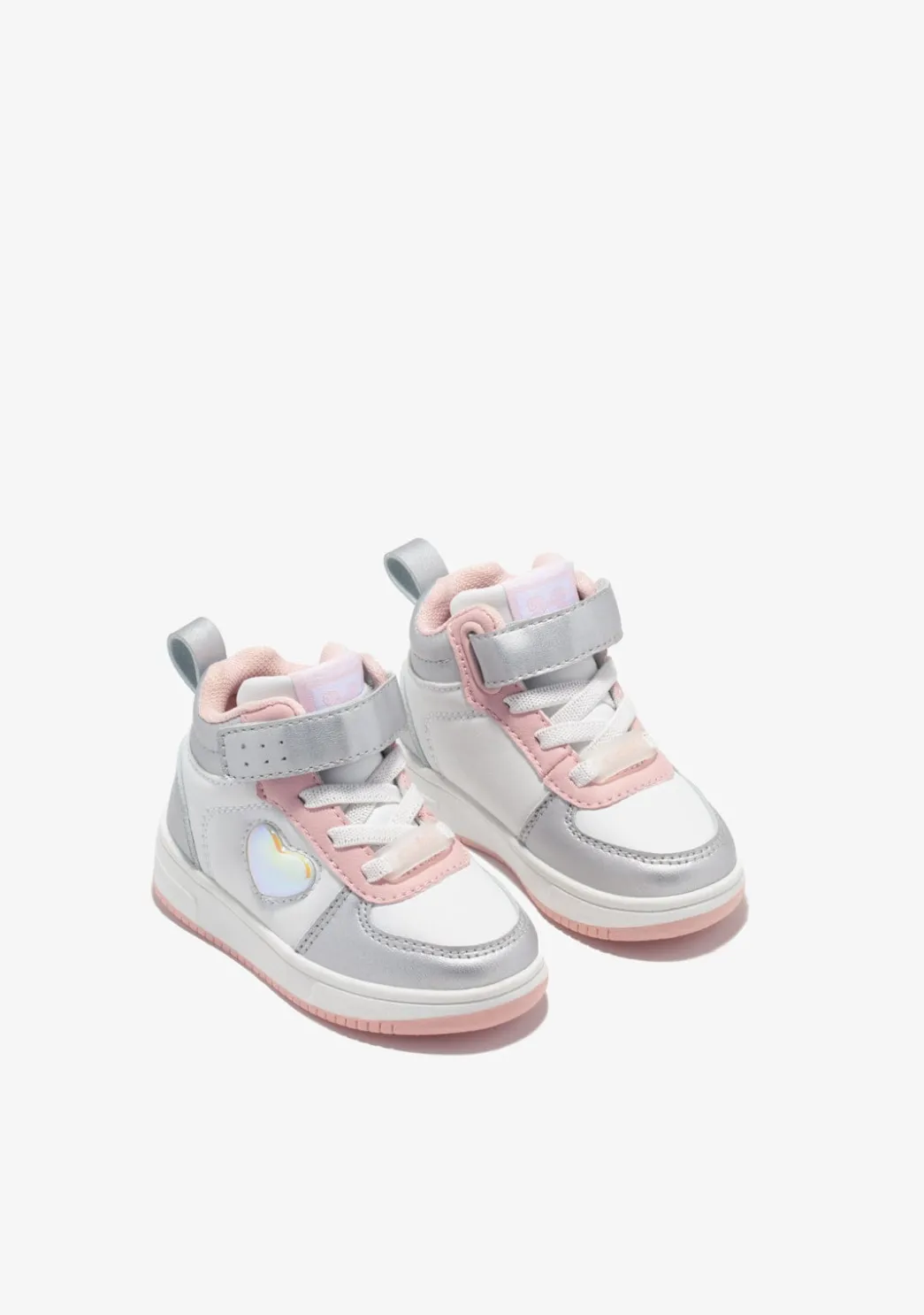 Fashion Zapatillas Altas De Bebé Con Luz Corazón Plata Zapatillas Con Luces|Zapatillas