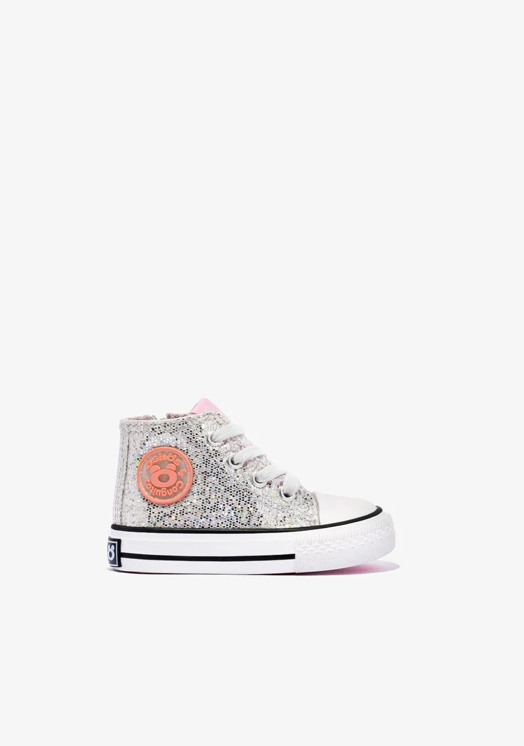 Shop Zapatillas Altas De Bebé Glitter Plata Zapatillas|Zapatillas