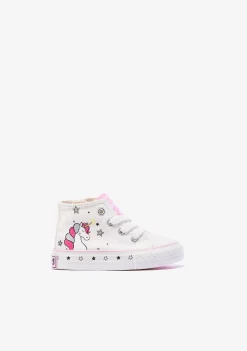 Cheap Zapatillas Altas De Bebé Unicornio Solar Lona Blanco Zapatillas|Zapatillas
