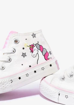 Cheap Zapatillas Altas De Bebé Unicornio Solar Lona Blanco Zapatillas|Zapatillas