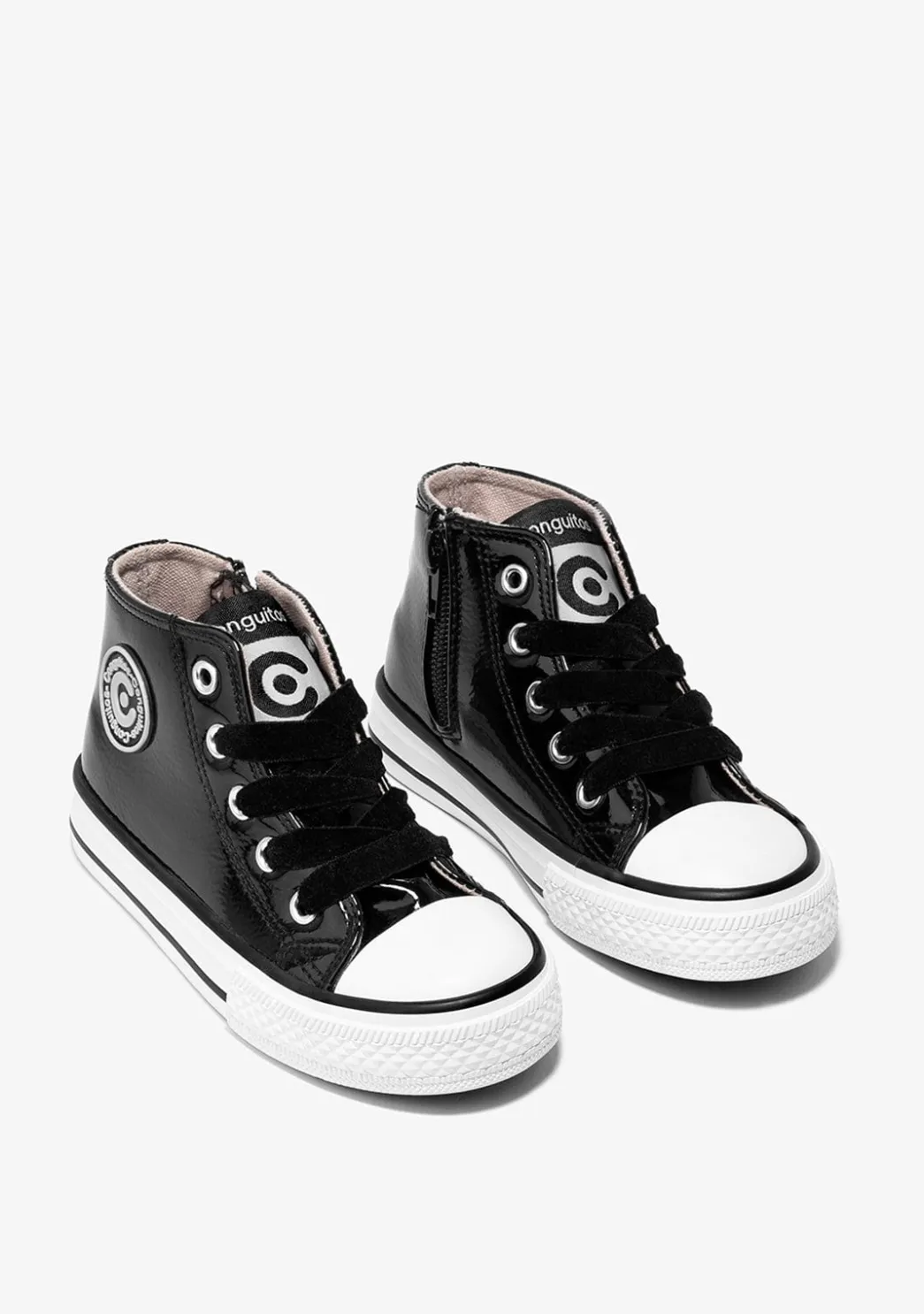 Cheap Zapatillas Altas De Niña Charol Negro Zapatillas