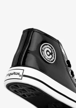 Cheap Zapatillas Altas De Niña Charol Negro Zapatillas