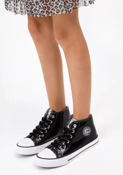 Cheap Zapatillas Altas De Niña Charol Negro Zapatillas