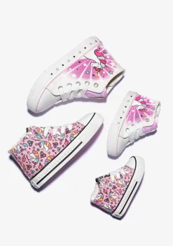 Hot Zapatillas Altas De Niña Cordones Unicornio Lona Rosa Zapatillas