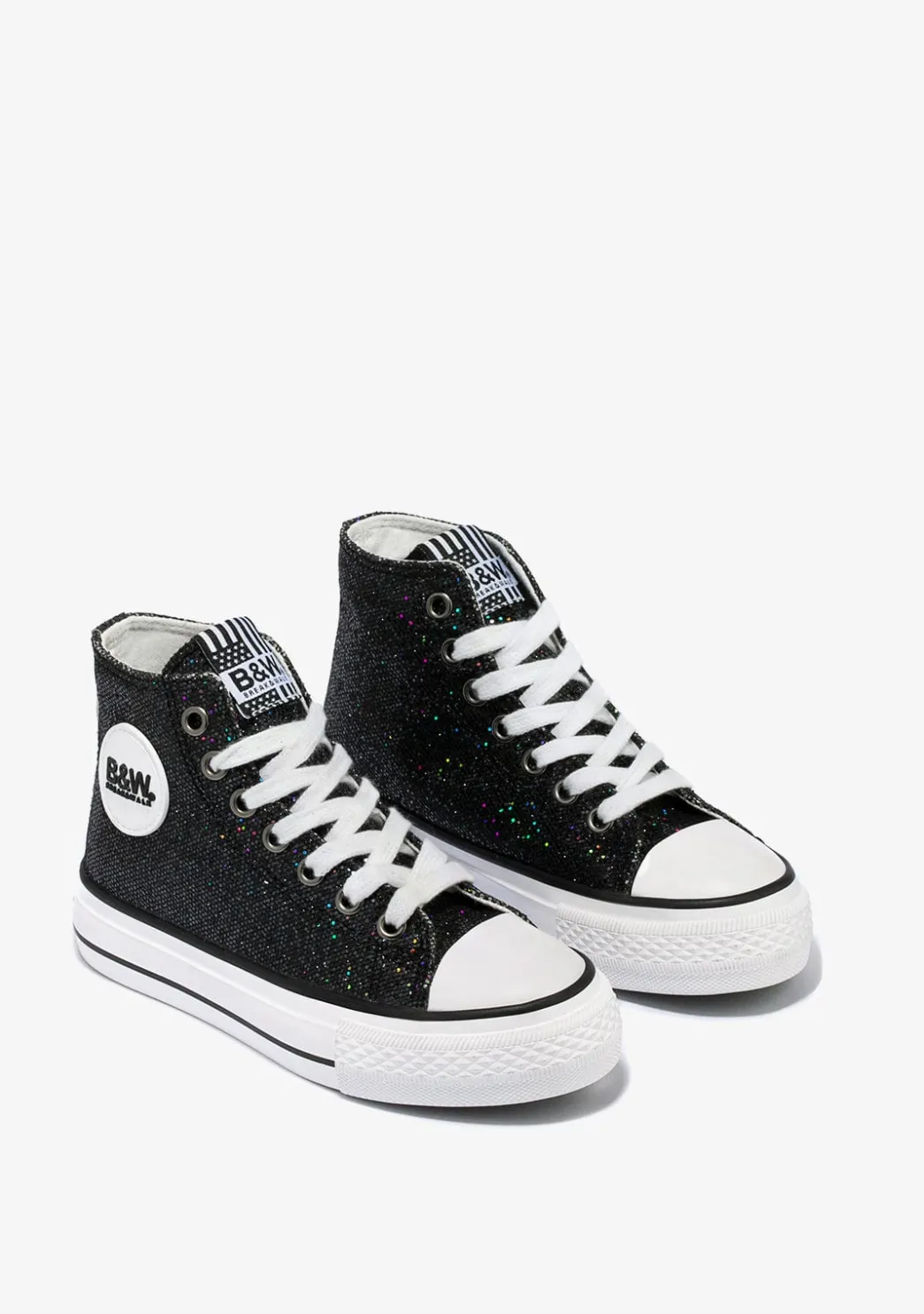 Flash Sale Zapatillas Altas De Niña Glitter Negro B&W Zapatillas|Zapatillas