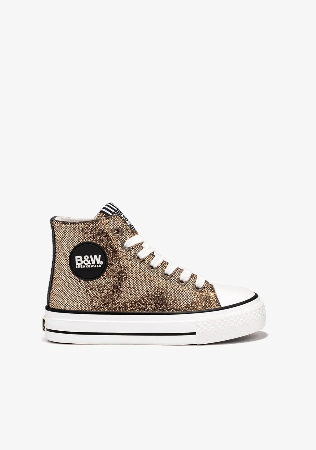 Hot Zapatillas Altas De Niña Glitter Oro B&W Zapatillas|Zapatillas