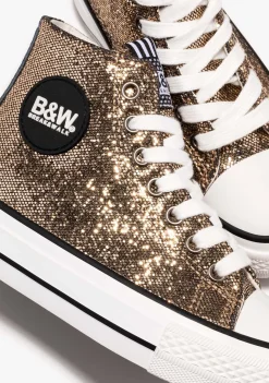 Hot Zapatillas Altas De Niña Glitter Oro B&W Zapatillas|Zapatillas