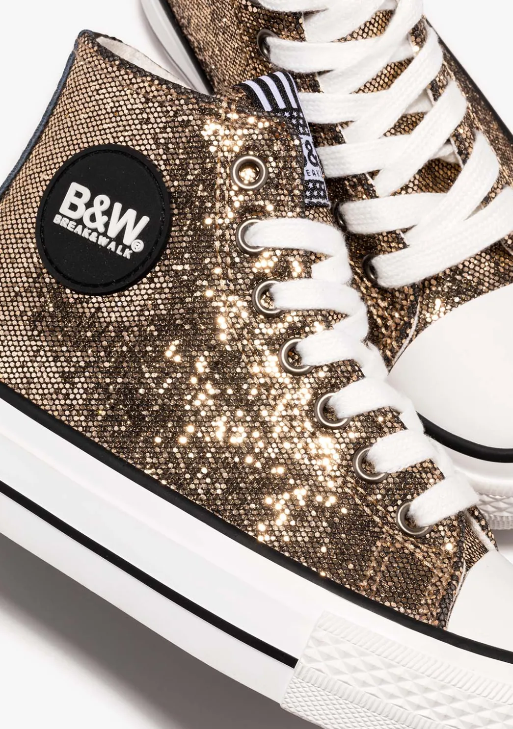 Hot Zapatillas Altas De Niña Glitter Oro B&W Zapatillas|Zapatillas