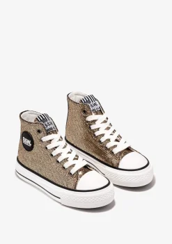 Hot Zapatillas Altas De Niña Glitter Oro B&W Zapatillas|Zapatillas