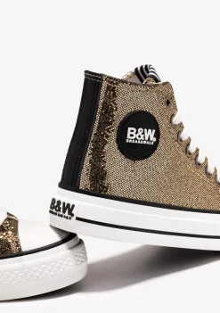 Hot Zapatillas Altas De Niña Glitter Oro B&W Zapatillas|Zapatillas