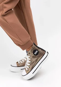 Hot Zapatillas Altas De Niña Glitter Oro B&W Zapatillas|Zapatillas