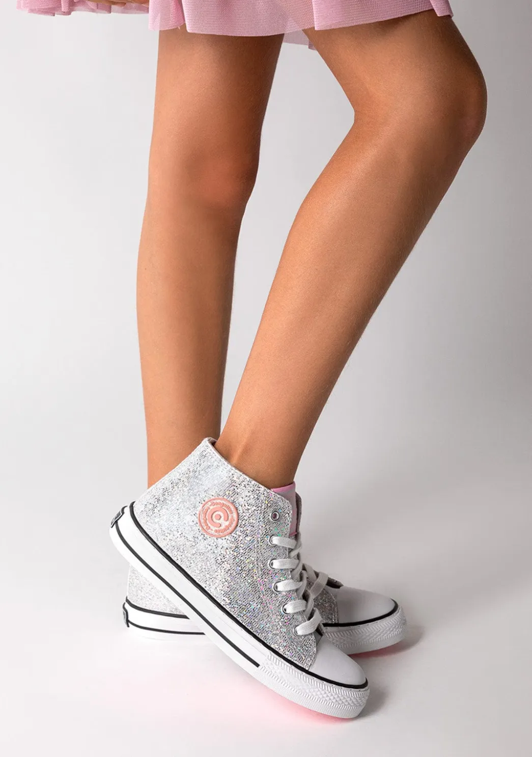 Best Sale Zapatillas Altas De Niña Glitter Plata Zapatillas