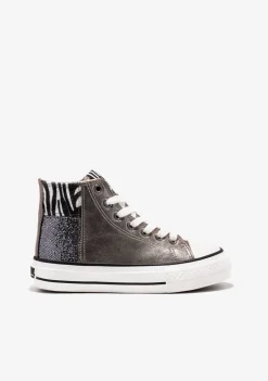 Fashion Zapatillas Altas De Niña Patchwork Multicolor B&W Zapatillas|Zapatillas