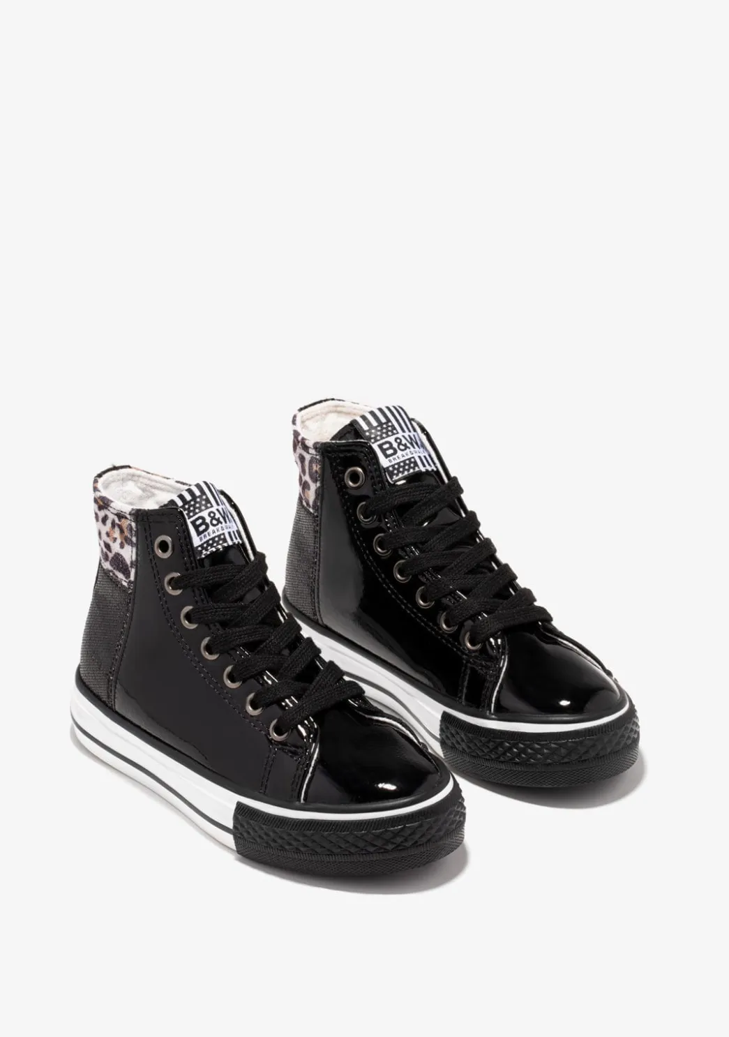 Cheap Zapatillas Altas De Niña Patchwork Negro B&W Zapatillas|Zapatillas