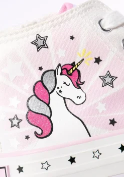 Discount Zapatillas Altas De Niña Unicornio Solar Lona Blanco Zapatillas